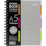 Бизнес-тетрадь Attache Selection Spiral Book A5 140 листов серая в клетку на спирали (170×206 мм)
