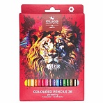 Карандаши цветные KOH-I-NOOR «RED LION» 36 цветов, шестигранные, 2.8 мм, натуральное дерево, 3555/36