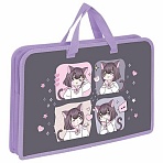 Папка на молнии с ручками ЮНЛАНДИЯ А4, 1 отделение, пластик, ширина 45 мм, «Anime dreamer»
