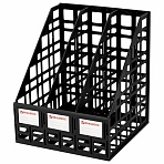 Лоток вертикальный для бумаг BRAUBERG «ULTRA», 240 мм, 3 отделения, сетчатый, сборный, черный