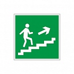 E15 Направление к эвакуац.выходу по лестнице вверх, правосторонний (плёнка ПВХ, ф/л, 200х200)