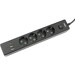 Удлинитель Power Cube, 4р с/з вык.,3USB, 3500 Вт, 16А,1.9 м, 3×1.0 (черный)