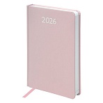 Ежедневник датированный 2026, А5, 138×213 мм, BRAUBERG «Profile», балакрон, светло-розовый