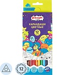 Карандаши цветные 12 цв/наб, 3-гранные Комус Класс Максики Super soft