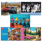 Альбом для рисования А4 32 л., скоба, обложка картон, HATBER, 205×290 мм, Ассорти «Выпуск №4» (5 видов), 091508