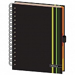Бизнес-тетрадь Mariner Ambition 5 Зеленые полоски А5 150 листов черная в клетку и в линейку на спирали 5 разделителей (148×205 мм)
