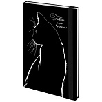 Ежедневник недатированный с резинкой А5 145×203 мм, BRAUBERG, твердый, 160 л., «Black cat»