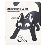 Тетрадь предметная КОТ-НЕПОСЕДА 48 л., пластиковая обложка, ОБЩЕСТВОЗНАНИЕ, клетка, подсказ, BRAUBERG