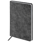 Ежедневник датированный 2026 А5 138×213 мм, BRAUBERG «Ice», под кожу, черный