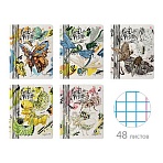 Тетрадь А5 48 л. АЛЬТ скоба, клетка, матовая ламинация, «MACRO NATURE» (5 видов)