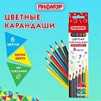 Карандаши цветные ПИФАГОР ЭКО «КЛАССИК», 6 цветов, шестигранные