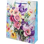 Пакет подарочный глянц. лам. Optima 26.4×32.7×8(L)Нарис. цветы, 128 г ППК-4459