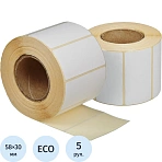 Термоэтикетки Эконом 58x30 мм ECO без печати (900 этикеток в рулоне, 5 рулонов в упаковке)