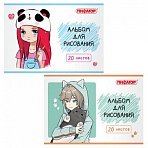 Альбом для рисования А4 20 л., скоба, обложка офсет, ПИФАГОР, 203×288 мм, «Детки» (2 вида)
