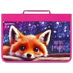 Папка на молнии BRAUBERG А4 с ручкой, с органайзером, 1 отделение, «Cute fox»