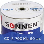 Диски CD-R SONNEN 700 Mb 52x Bulk, КОМПЛЕКТ 50 шт. 