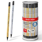 Карандаш чернографитный BRAUBERG «SILVER/GOLD», 1 шт., HB, с ластиком, корпус ассорти