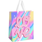 Пакет подарочный 26×32×12см MESHU «Love», голографический картон
