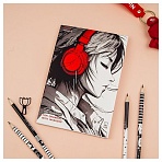 Скетчбук для рисования маркерами 50л. А5 на склейке MESHU «Girl and music», 90г/м2, soft touch