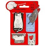 Закладки магнитные для книг, 4шт., MESHU «Funny cat», ламинация