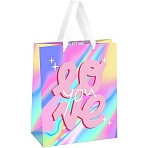 Пакет подарочный 18×23×10см MESHU «Love», голографический картон