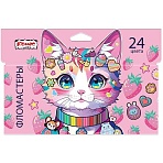 Фломастеры Комус Класс Kitty stickers 24 цв. в наб., вентилир., картон. упак