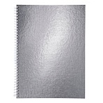 Тетрадь бумвинил А4 96 л., гребень, офсет №1, клетка, «СЕРЕБРО Metallic», HATBER, 077198