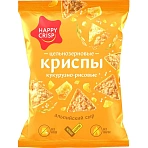 Чипсы кукурузно-рисовые HAPPY CRISP цельнозернов альпийск сыр, 50 г x18шт/уп