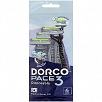 Бритва одноразовая Dorco PACE3 (4 штуки в упаковке)