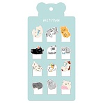 Флажки-закладки MESHU «Sweety kitty» пластиковые фигурные, 20л*12 дизайнов, европодвес