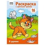 Раскраска А4 ТРИ СОВЫ «В деревне», 16стр., цветной фон