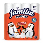 Бумага туалетная бытовая, спайка 32 шт., 2-слойная (32×14.8 м), FAMILIA COMFORT, белая