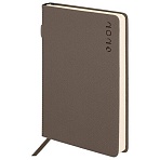 Ежедневник датированный 2026, А5, 138×213 мм, BRAUBERG «Essential», под кожу, держатель, серый