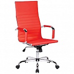 Кресло руководителя Helmi HL-E17 «Slim», экокожа красная, хром