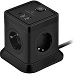 Сетевой фильтр Cablexpert Tower 4р/2м, 10А, 2хUSB, черный(TWR-4-CU2-B-2)