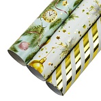 Бумага упаковочная новогодняя НАБОР 3 шт. «Golden XMAS»С ЭФФЕКТАМИ70×100 смЗОЛОТАЯ СКАЗКА592188
