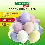 Шары воздушные 30 см, 50 штук, «МАКАРУНС», ассорти, BRAUBERG KIDS