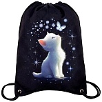 Мешок для обуви BRAUBERG PREMIUM, карман, подкладка, светоотражайка, 43×33 см, «Белый котенок»