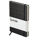 Ежедневник недатированный, А5, 136л., твердый переплет, диз. картон, BG «Glitter. Black», черный, на резинке, карман