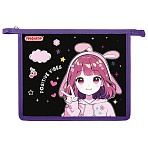 Папка для тетрадей ПИФАГОР А5, 1 отделение, пластик, на молнии, «Anime sign»