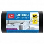 Мешки для мусора 120л OfficeClean ПВД, 70×110см, 70мкм, 10шт., супер прочные, черные, в рулоне