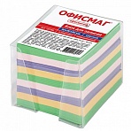 Блок для записей ОФИСМАГ в подставке прозрачной, куб 9×9х9 см, цветной