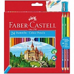 Карандаши цветные Faber-Castell, 24цв. +6, заточен., картон, европодвес, с точилкой