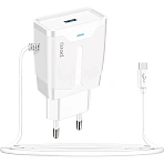 Зарядное устройство сетевое PERO TC04 1USB 2.1A + TYPE-C CABLE белый