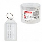 Бирки для ключей КОМПЛЕКТ 20 ШТ., длина 55 мм, инфо-окно 39×22 мм, ПРОЗРАЧНЫЕ, BRAUBERG, 237496