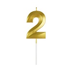 Свеча для торта с держателем MESHU «Цифра »2", 7см, золотая, блистер