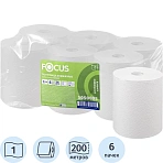Полотенца бумажные рулонные 200 м FOCUS (H1) Extra Quick, втулка 38 мм, 1-слойные, белые, КОМПЛЕКТ 6 рулонов