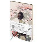 Записная книжка А5 80л. ЛАЙТ, кожзам, Greenwich Line «Sakura. Wise beauty», с резинкой, тиснение фольгой, блок в линию