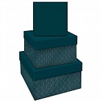 Набор квадратных коробок 3в1, MESHU «Emerald style. Base. », (19.5×19.5×11-15.5×15.5×9см)