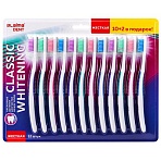 Зубная щетка жесткая CLASSIC WHITENING, КОМПЛЕКТ 12 шт. (10 + 2 в подарок), LAIMA DENT